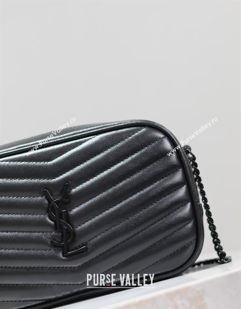 Saint Laurent Lou Mini Chain Camera Bag in Matelasse Leather 585040 All Black 2025 (YY-250206051)