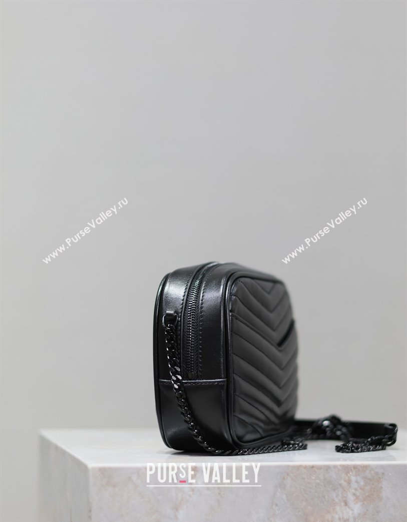 Saint Laurent Lou Mini Chain Camera Bag in Matelasse Leather 585040 All Black 2025 (YY-250206051)