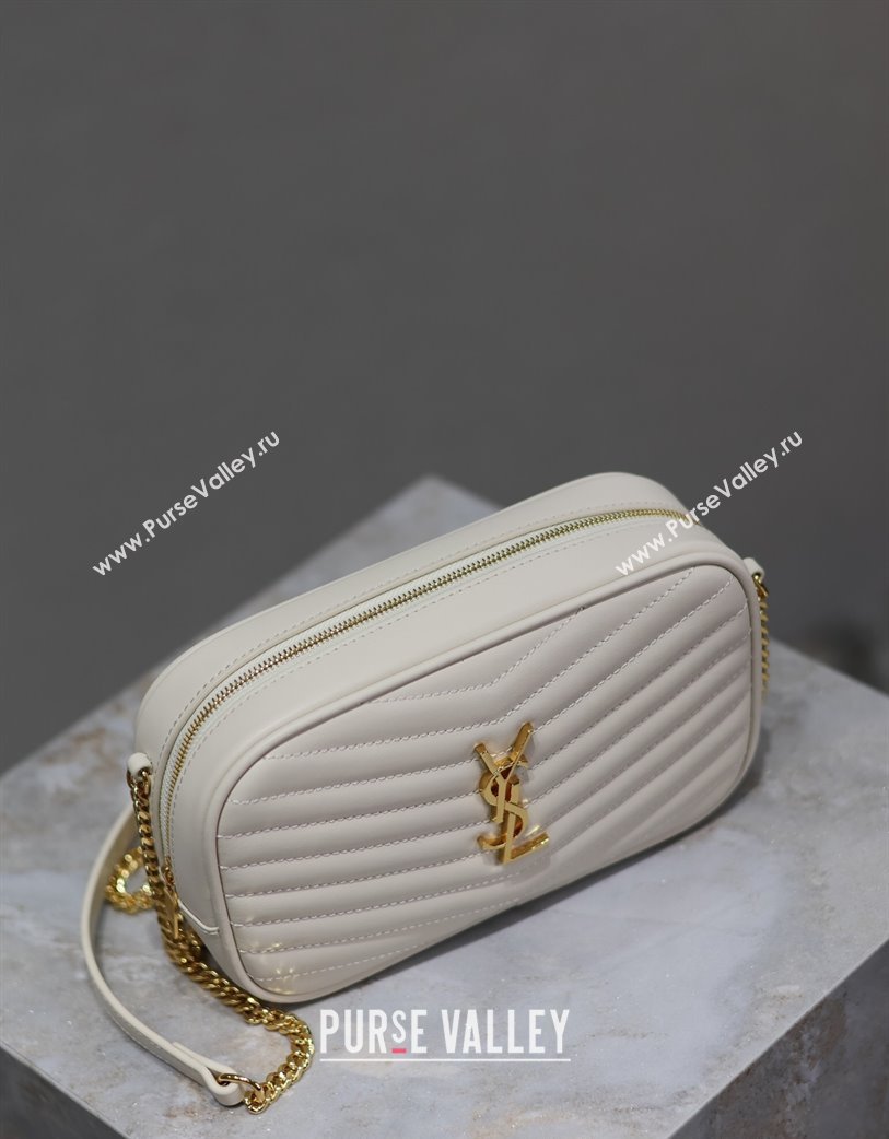 Saint Laurent Lou Mini Chain Camera Bag in Matelasse Leather 585040 White 2025 (YY-250206052)