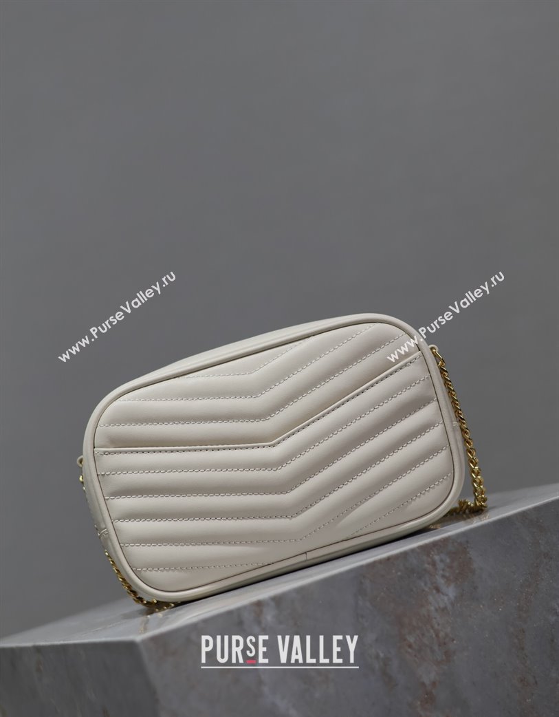 Saint Laurent Lou Mini Chain Camera Bag in Matelasse Leather 585040 White 2025 (YY-250206052)