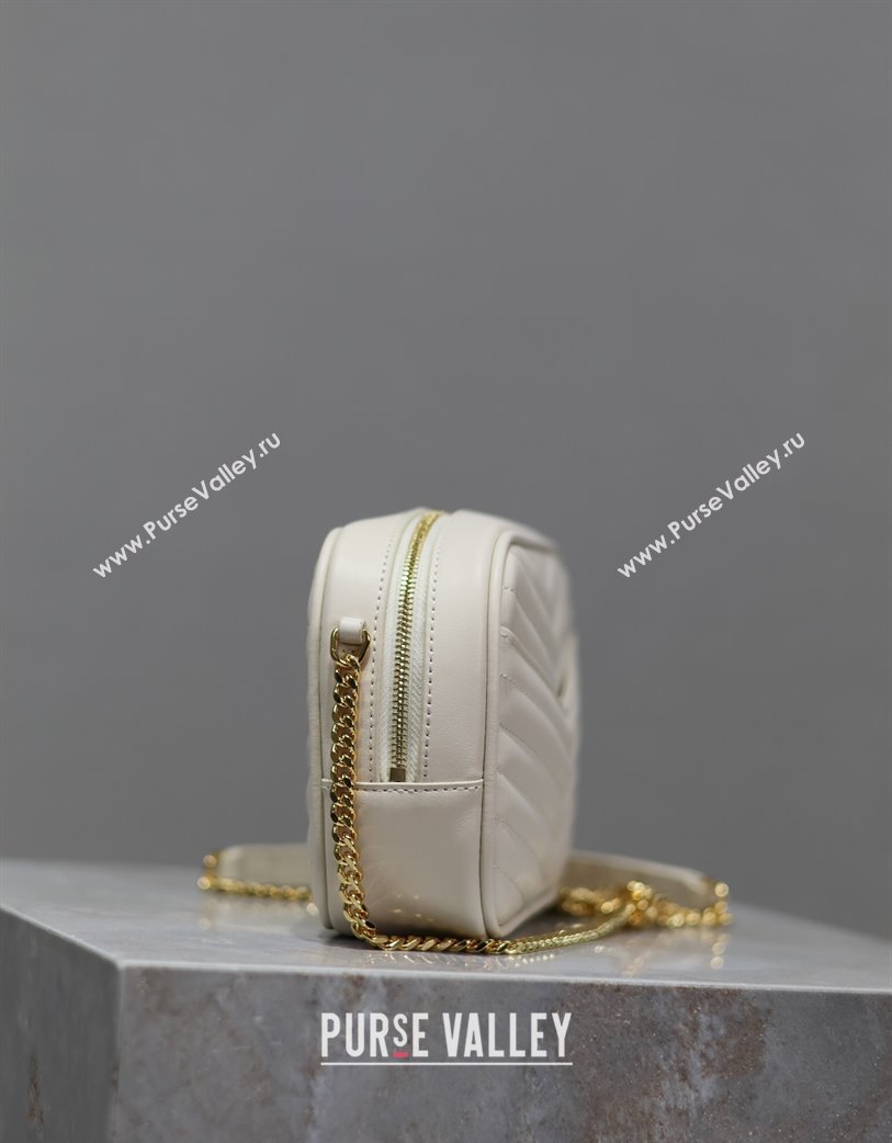 Saint Laurent Lou Mini Chain Camera Bag in Matelasse Leather 585040 White 2025 (YY-250206052)