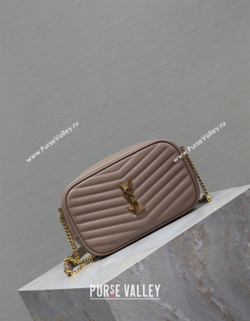 Saint Laurent Lou Mini Chain Camera Bag in Matelasse Leather 585040 Nude Pink 2025 (YY-250206053)