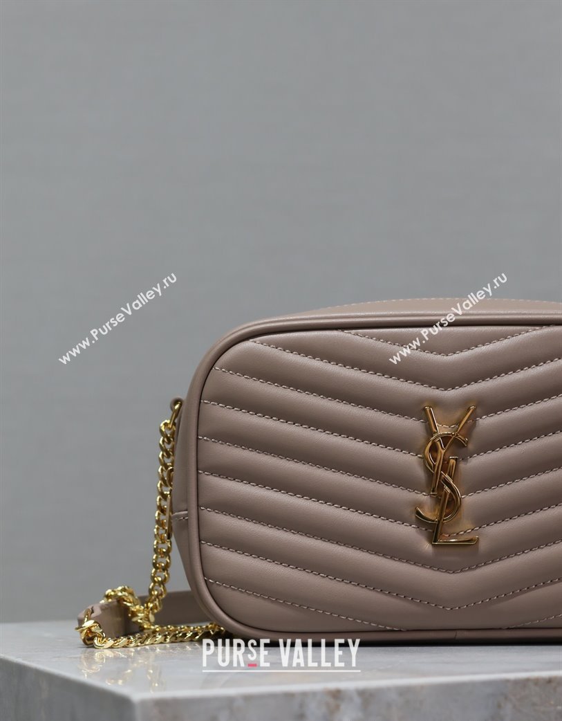 Saint Laurent Lou Mini Chain Camera Bag in Matelasse Leather 585040 Nude Pink 2025 (YY-250206053)