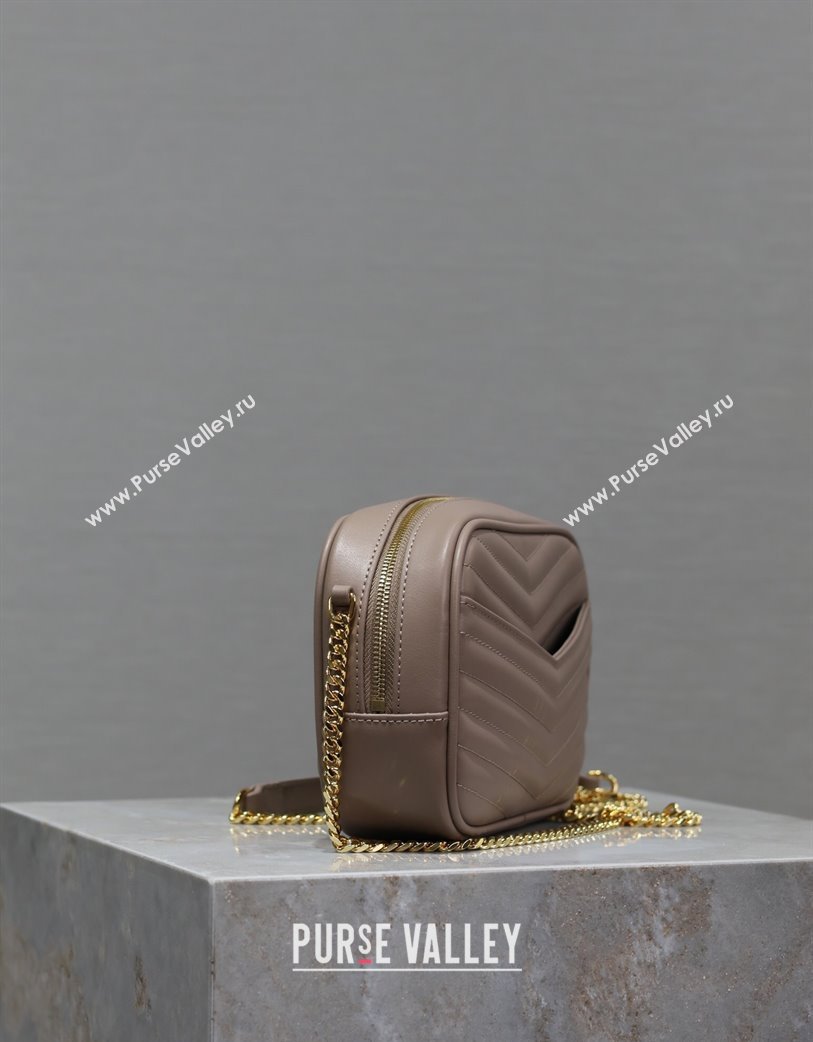 Saint Laurent Lou Mini Chain Camera Bag in Matelasse Leather 585040 Nude Pink 2025 (YY-250206053)