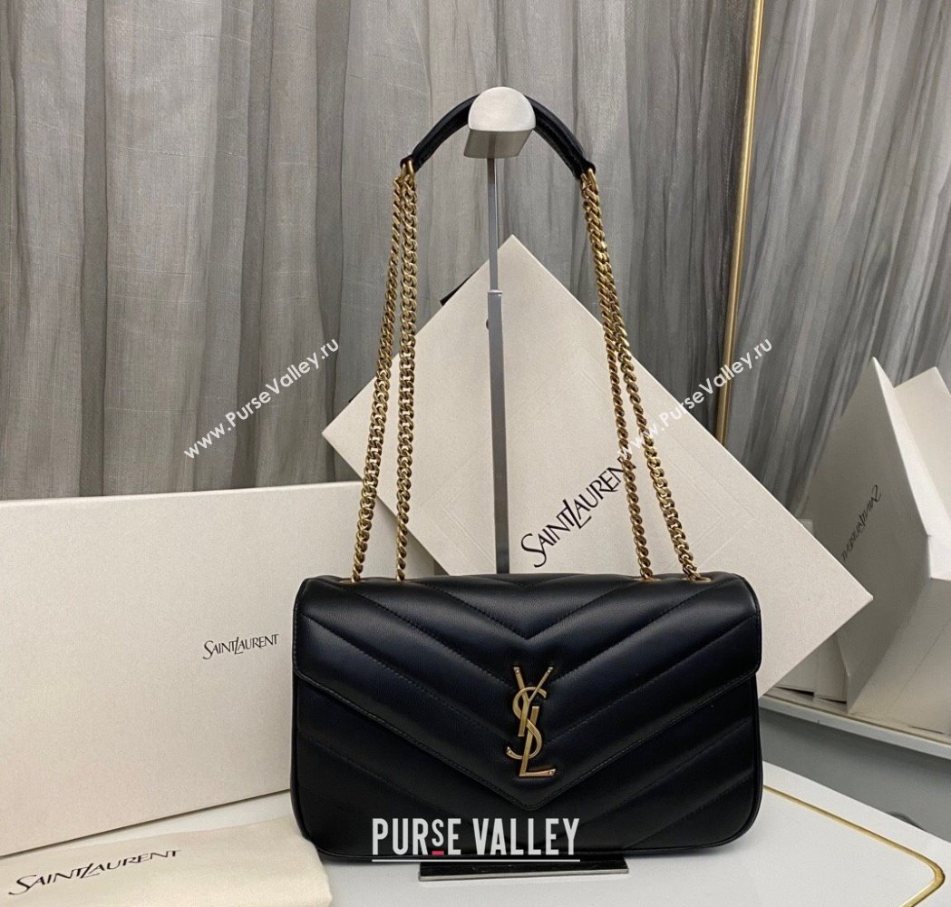 Saint Laurent Loulou Medium Bag in Matelasse Lambskin Black 2025 801439 (nana-250206011)