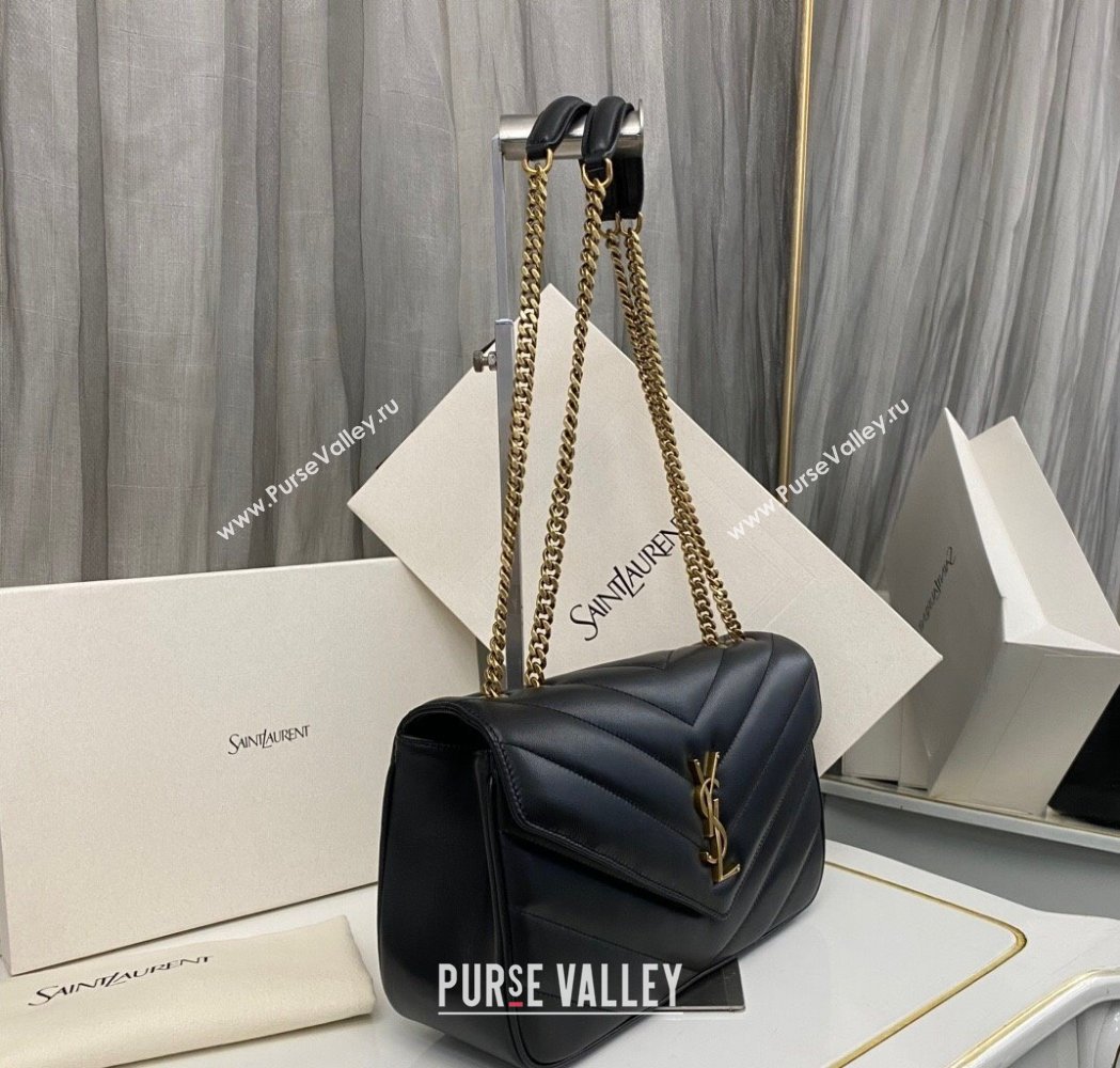 Saint Laurent Loulou Medium Bag in Matelasse Lambskin Black 2025 801439 (nana-250206011)
