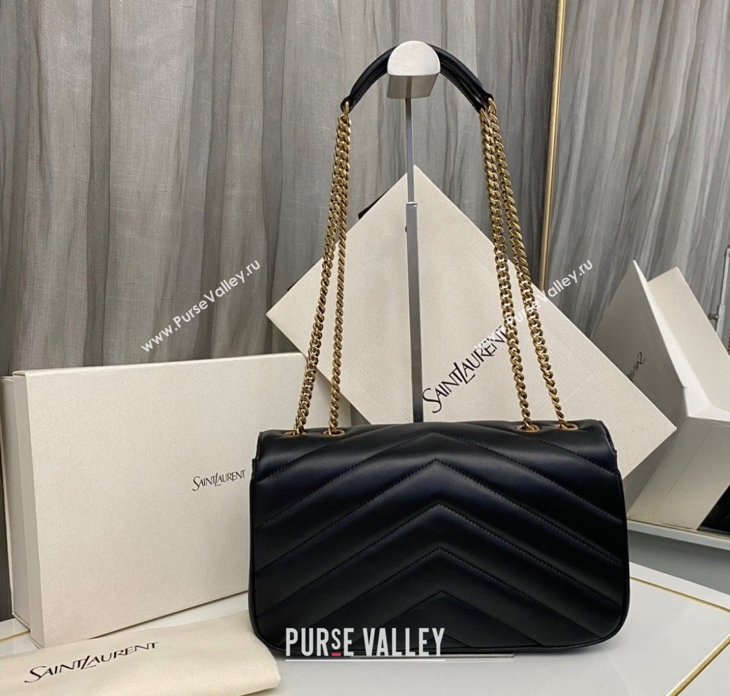 Saint Laurent Loulou Medium Bag in Matelasse Lambskin Black 2025 801439 (nana-250206011)