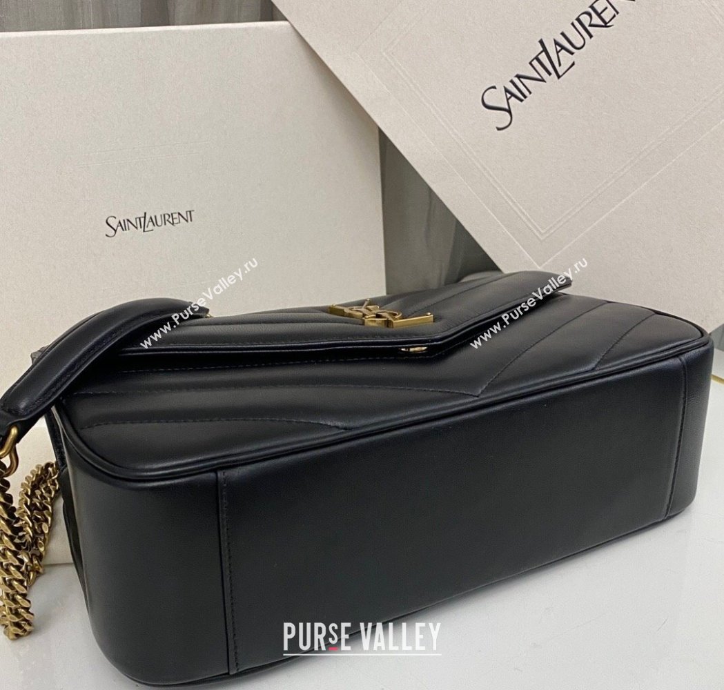 Saint Laurent Loulou Medium Bag in Matelasse Lambskin Black 2025 801439 (nana-250206011)