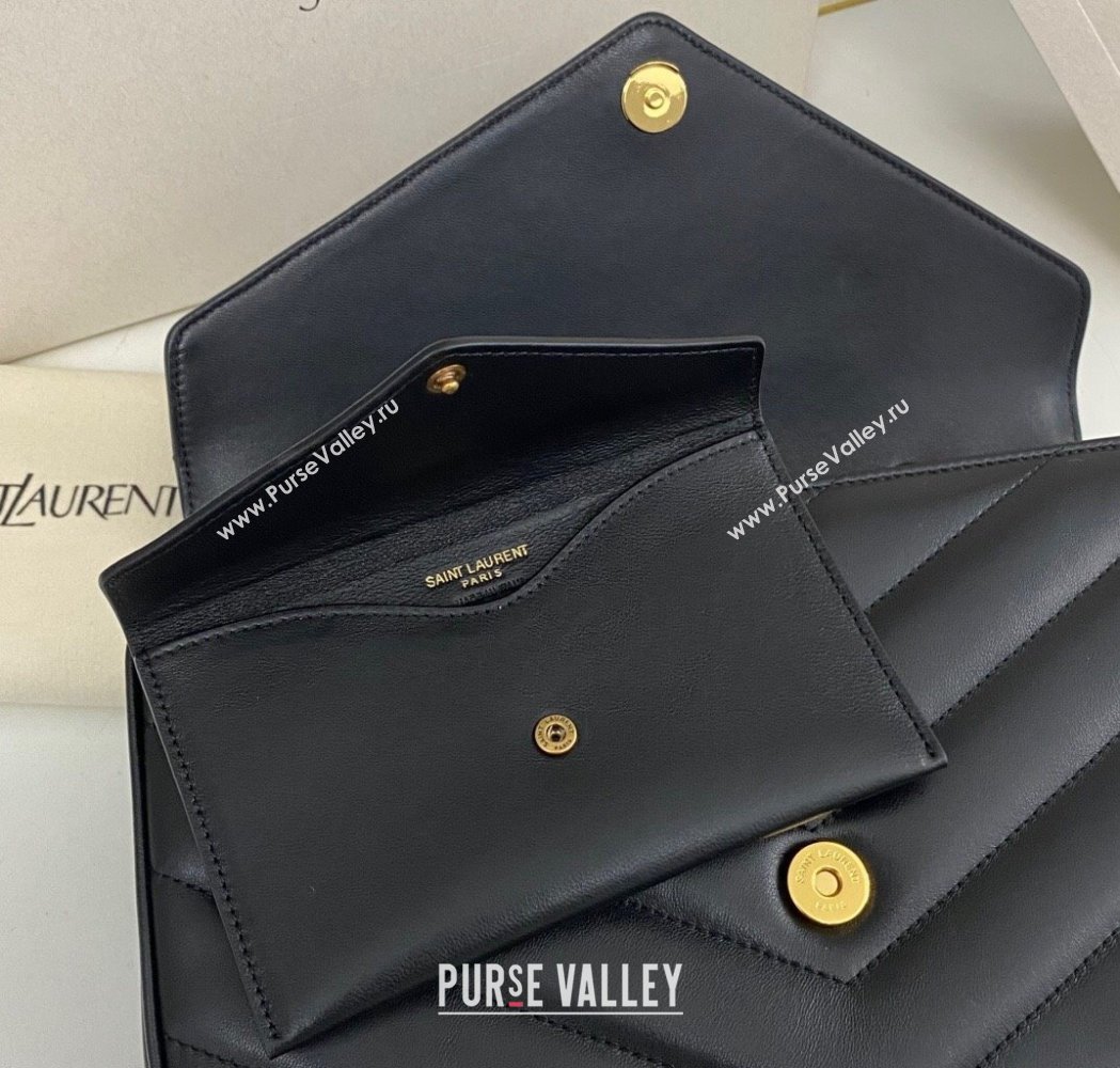 Saint Laurent Loulou Medium Bag in Matelasse Lambskin Black 2025 801439 (nana-250206011)