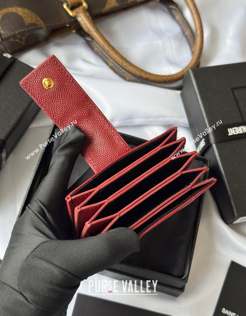 Saint Laurent Grained Leather Card Holder Wallet 607907 Dark Burgundy 2025 (YY-250206062)