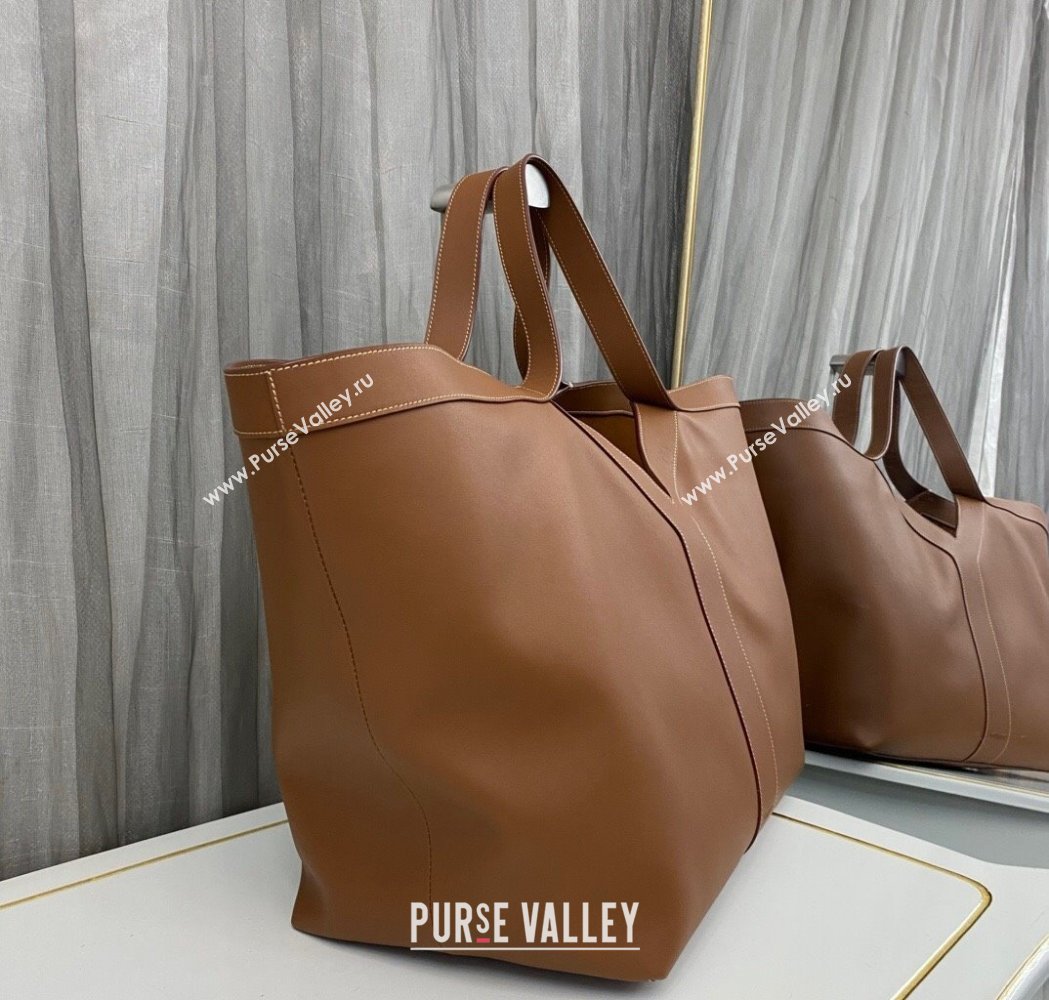 Saint Laurent Y Tote Bag in Leather Caramel Brown 2025 817602 (nana-250206009)