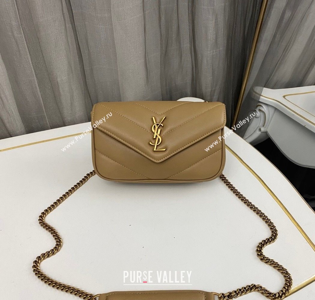 Saint Laurent Loulou Mini Bag in Matelasse Lambskin Beige 2025 821749 (nana-250206028)