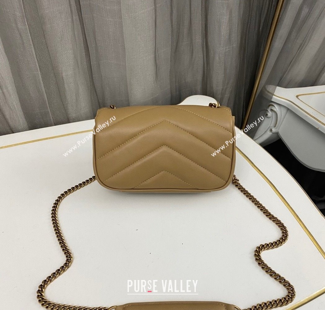 Saint Laurent Loulou Mini Bag in Matelasse Lambskin Beige 2025 821749 (nana-250206028)