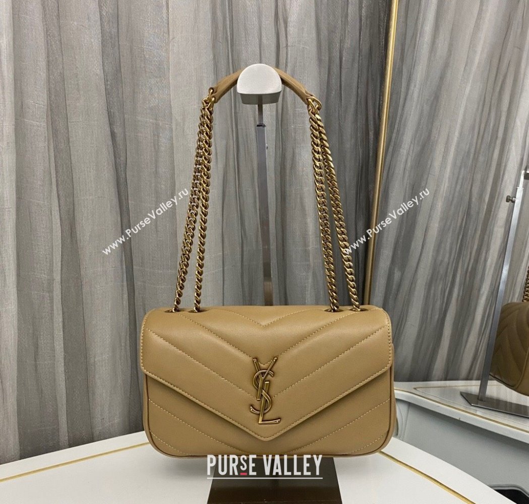 Saint Laurent Loulou Small Bag in Matelasse Lambskin Beige 2025 801437 (nana-250206020)