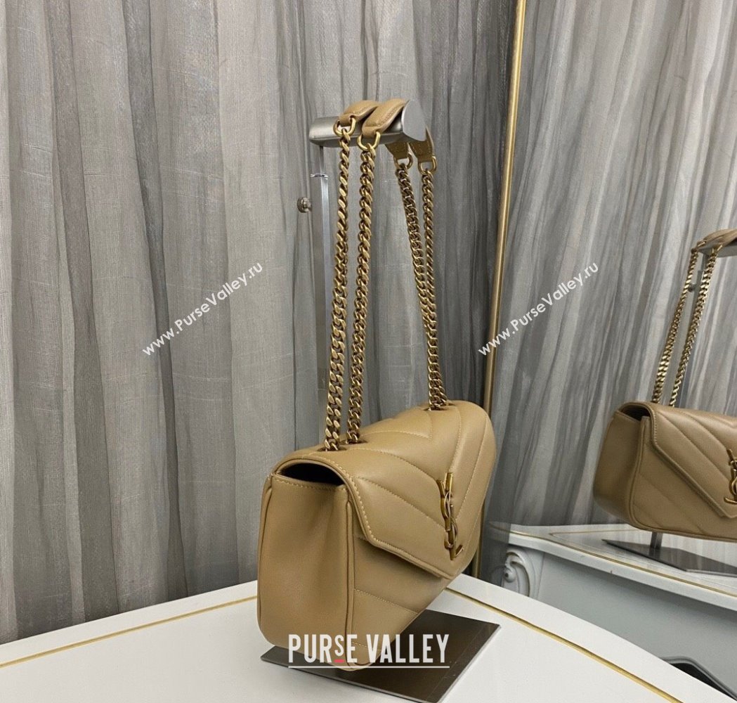 Saint Laurent Loulou Small Bag in Matelasse Lambskin Beige 2025 801437 (nana-250206020)