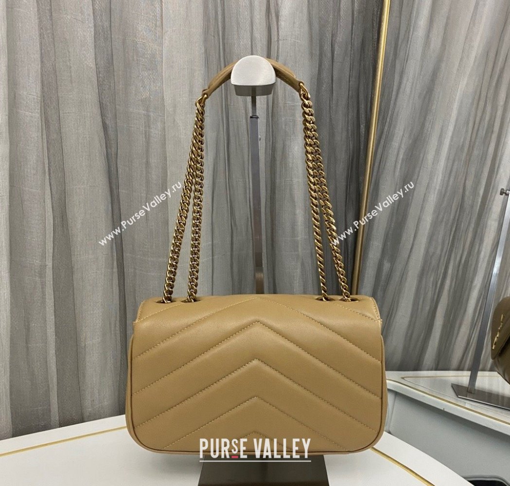 Saint Laurent Loulou Small Bag in Matelasse Lambskin Beige 2025 801437 (nana-250206020)