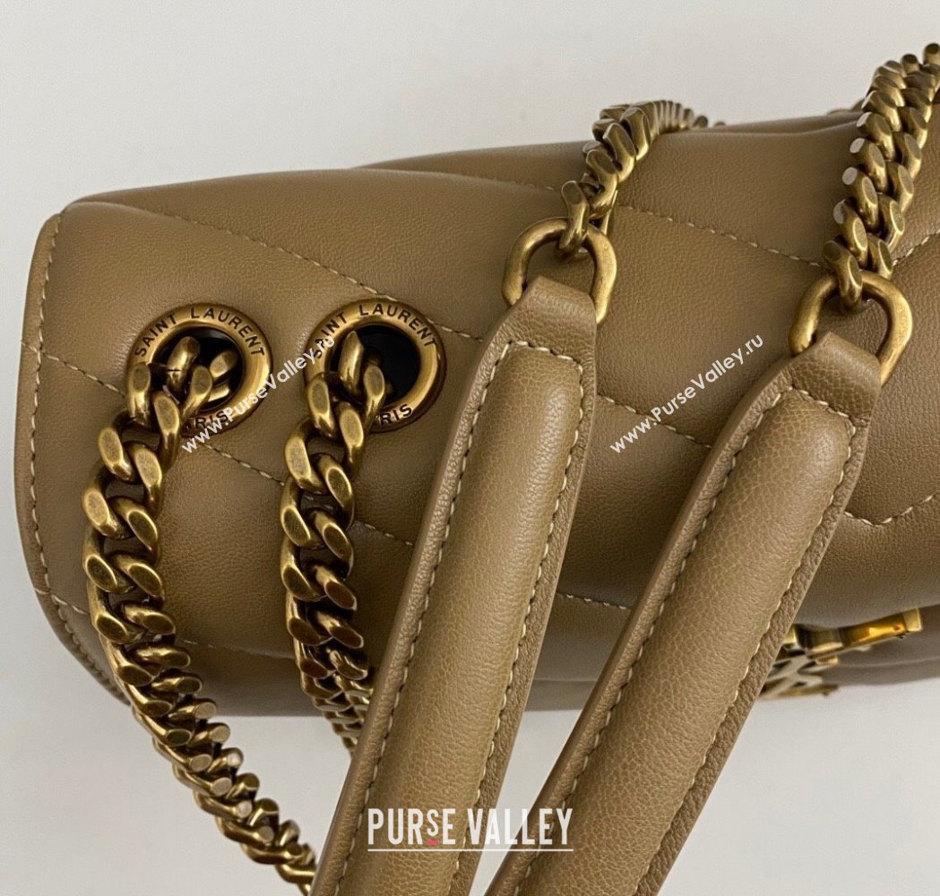 Saint Laurent Loulou Small Bag in Matelasse Lambskin Beige 2025 801437 (nana-250206020)