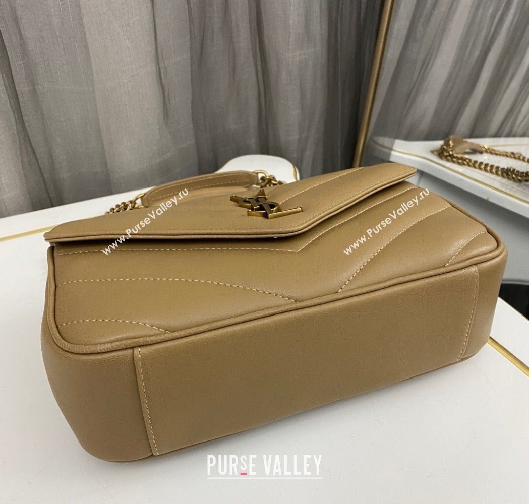 Saint Laurent Loulou Small Bag in Matelasse Lambskin Beige 2025 801437 (nana-250206020)