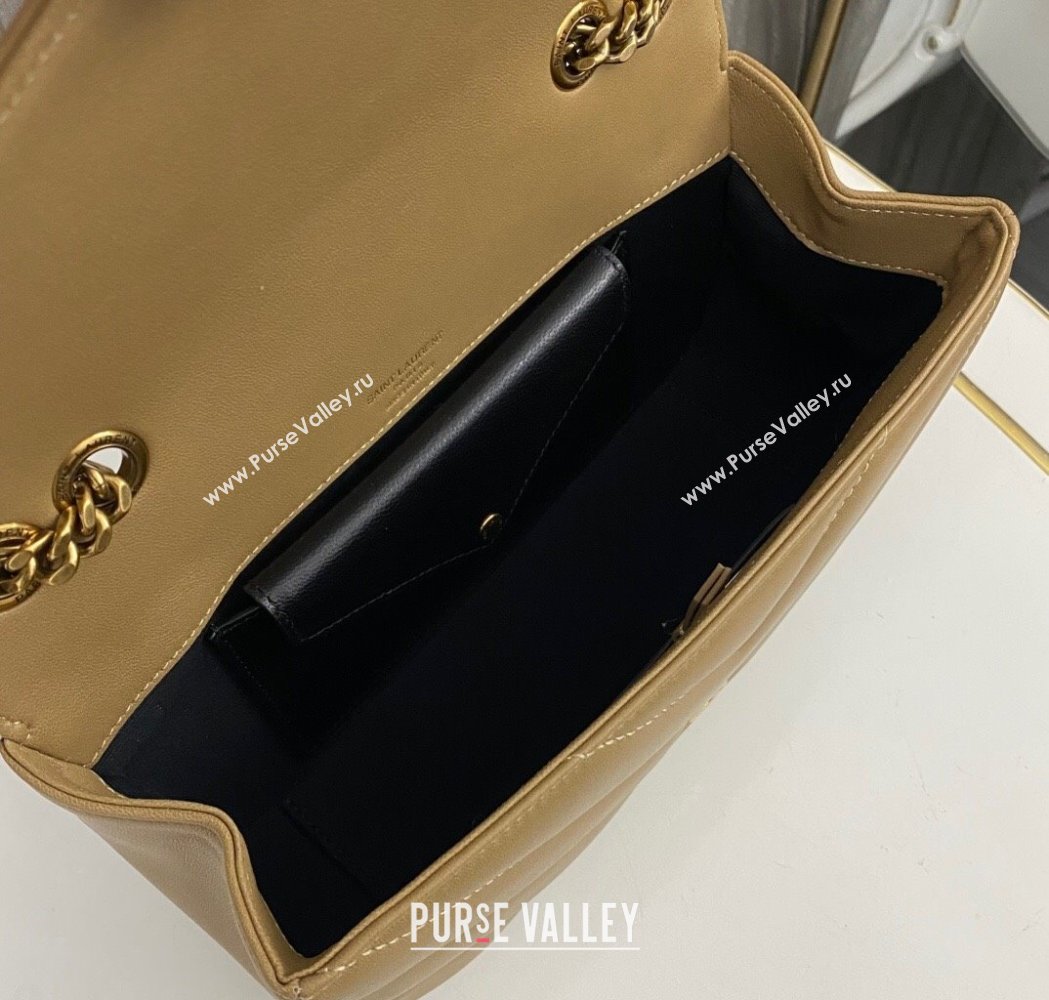 Saint Laurent Loulou Small Bag in Matelasse Lambskin Beige 2025 801437 (nana-250206020)