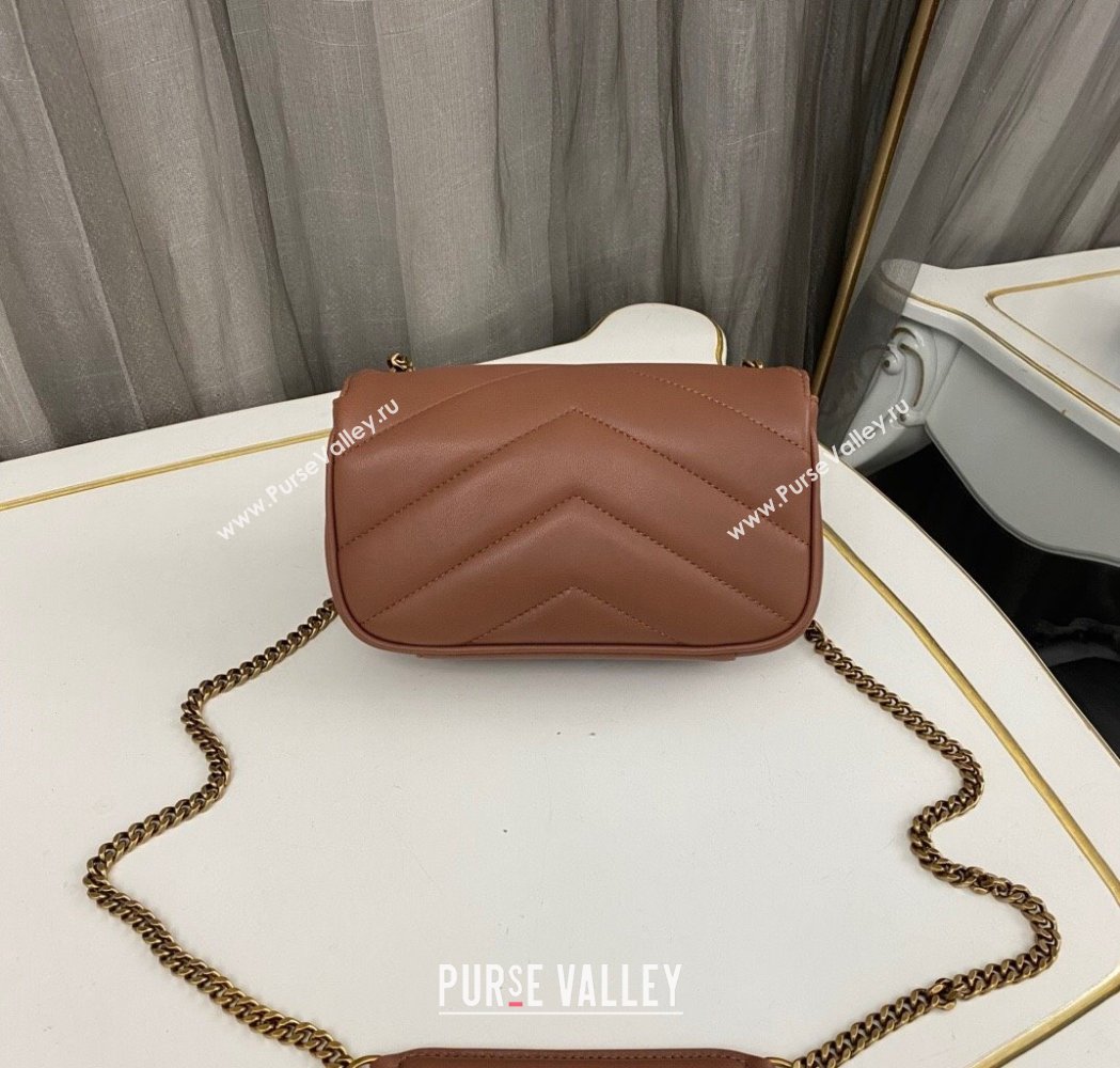 Saint Laurent Loulou Mini Bag in Matelasse Lambskin Brown 2025 821749 (nana-250206029)