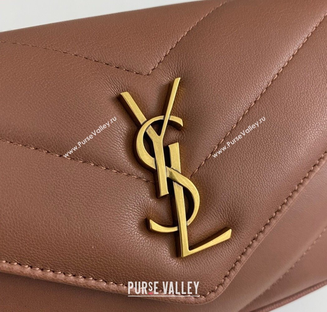 Saint Laurent Loulou Mini Bag in Matelasse Lambskin Brown 2025 821749 (nana-250206029)