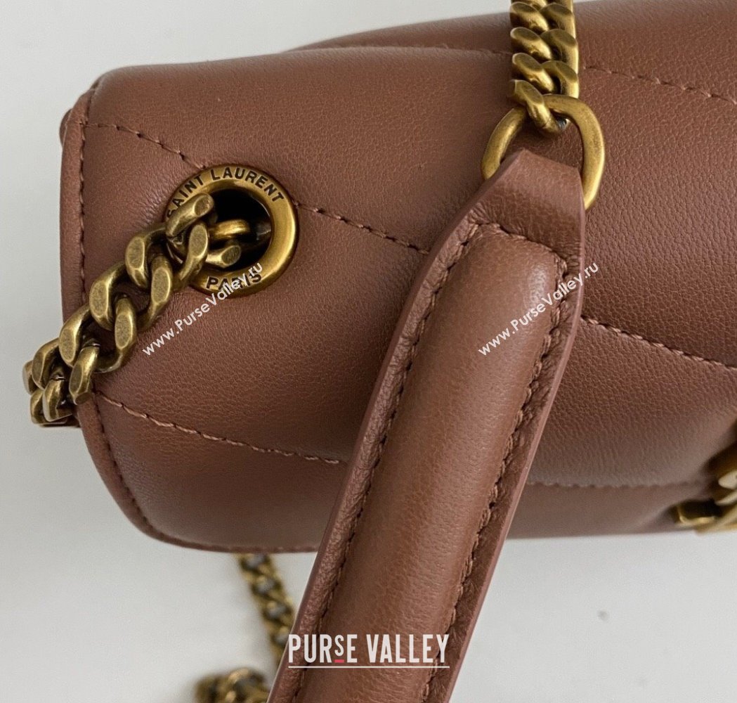 Saint Laurent Loulou Mini Bag in Matelasse Lambskin Brown 2025 821749 (nana-250206029)
