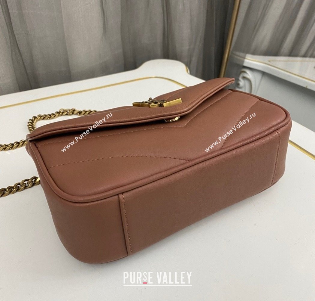 Saint Laurent Loulou Mini Bag in Matelasse Lambskin Brown 2025 821749 (nana-250206029)