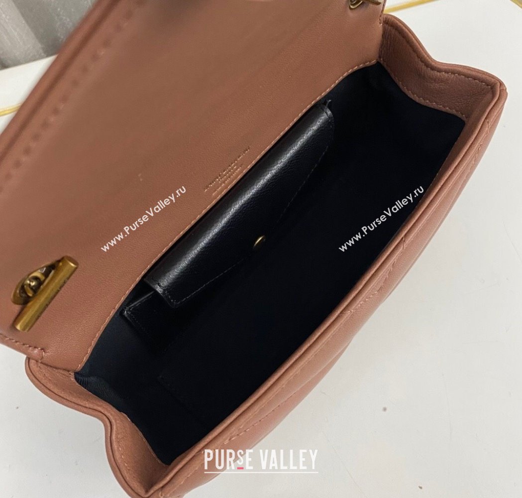 Saint Laurent Loulou Mini Bag in Matelasse Lambskin Brown 2025 821749 (nana-250206029)