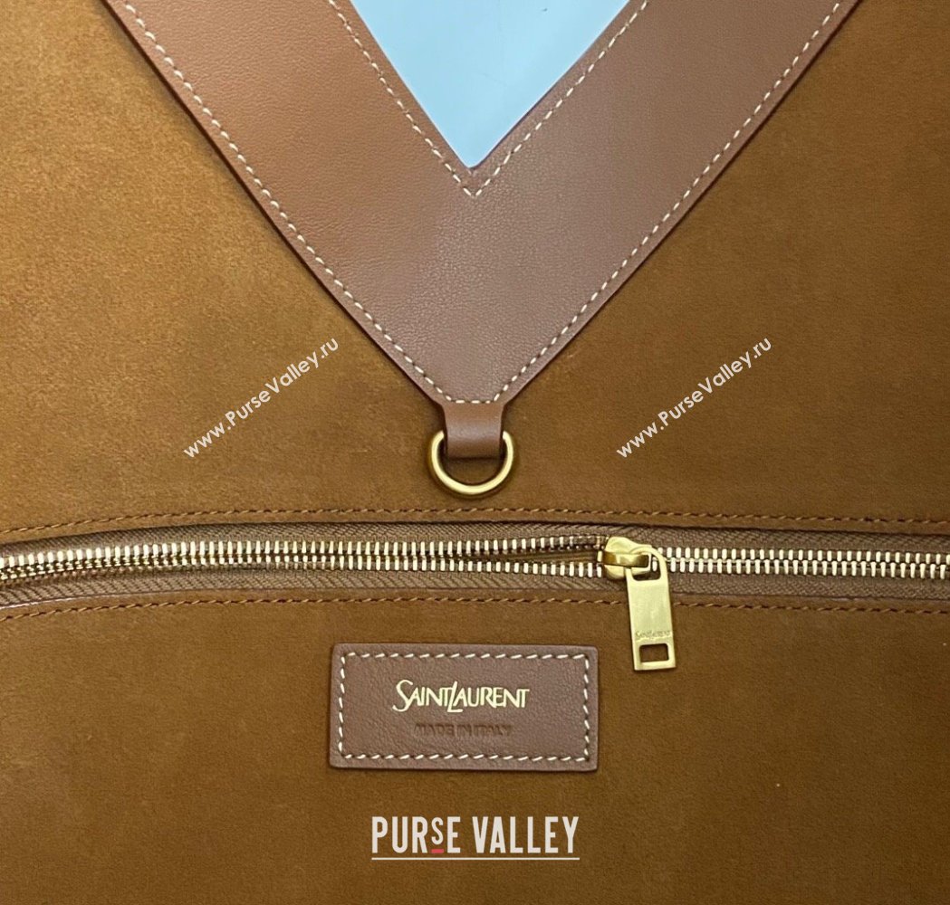 Saint Laurent Y Tote Bag in Leather Caramel Brown 2025 817602 (nana-250206009)