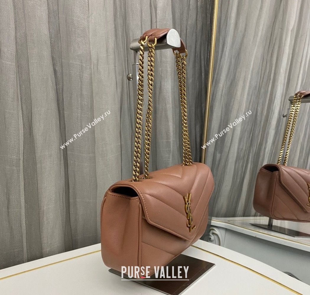 Saint Laurent Loulou Small Bag in Matelasse Lambskin Brown 2025 801437 (nana-250206021)