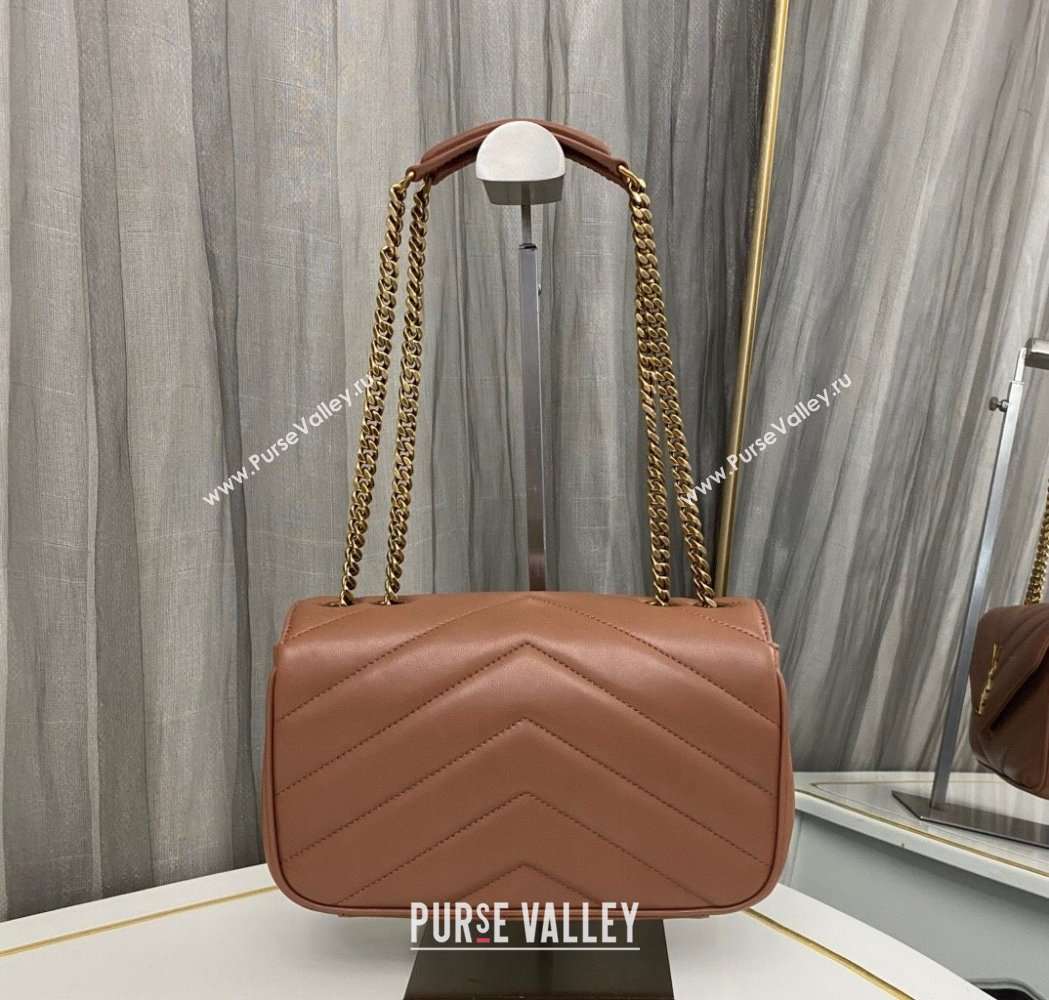 Saint Laurent Loulou Small Bag in Matelasse Lambskin Brown 2025 801437 (nana-250206021)