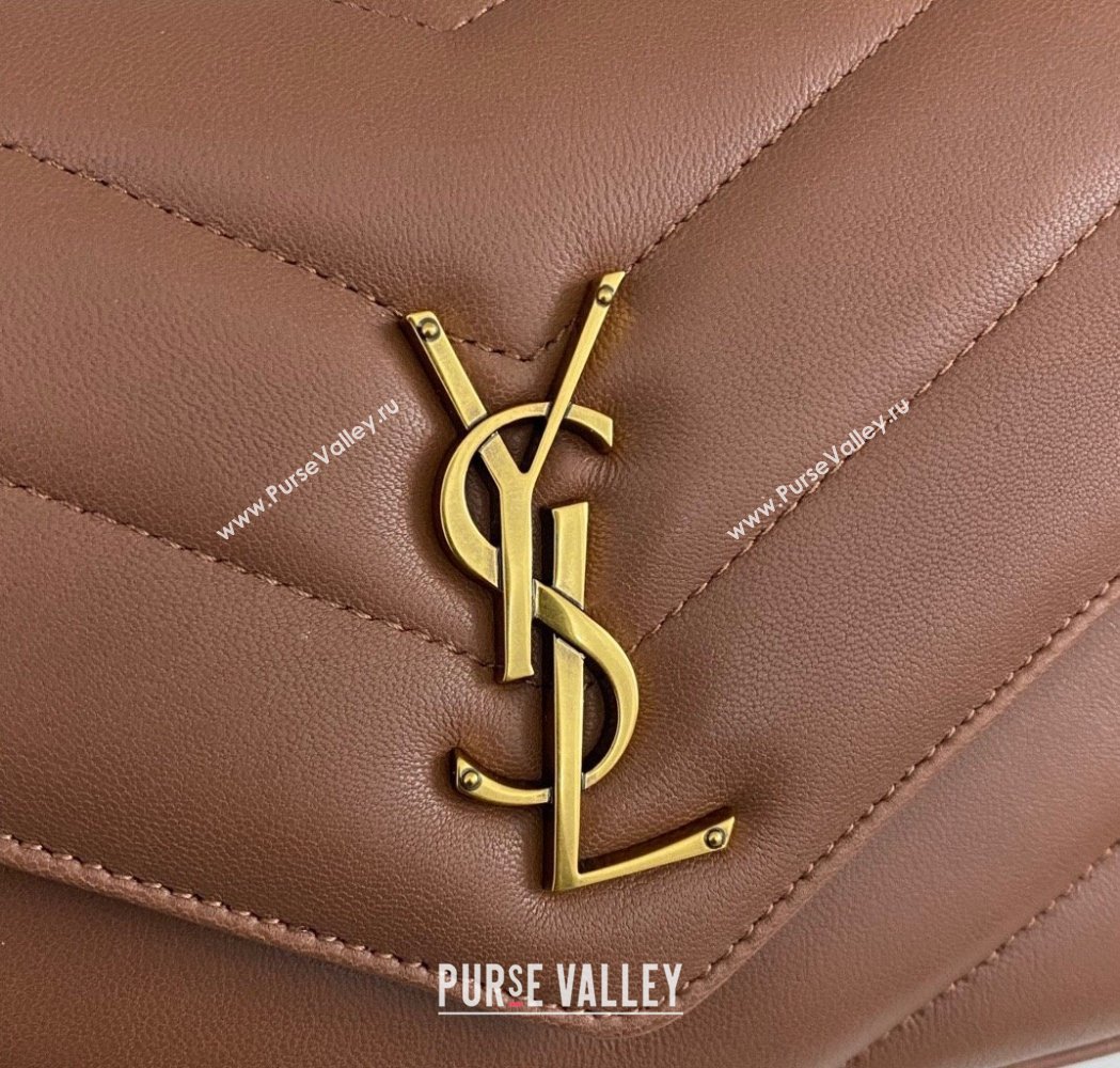 Saint Laurent Loulou Small Bag in Matelasse Lambskin Brown 2025 801437 (nana-250206021)