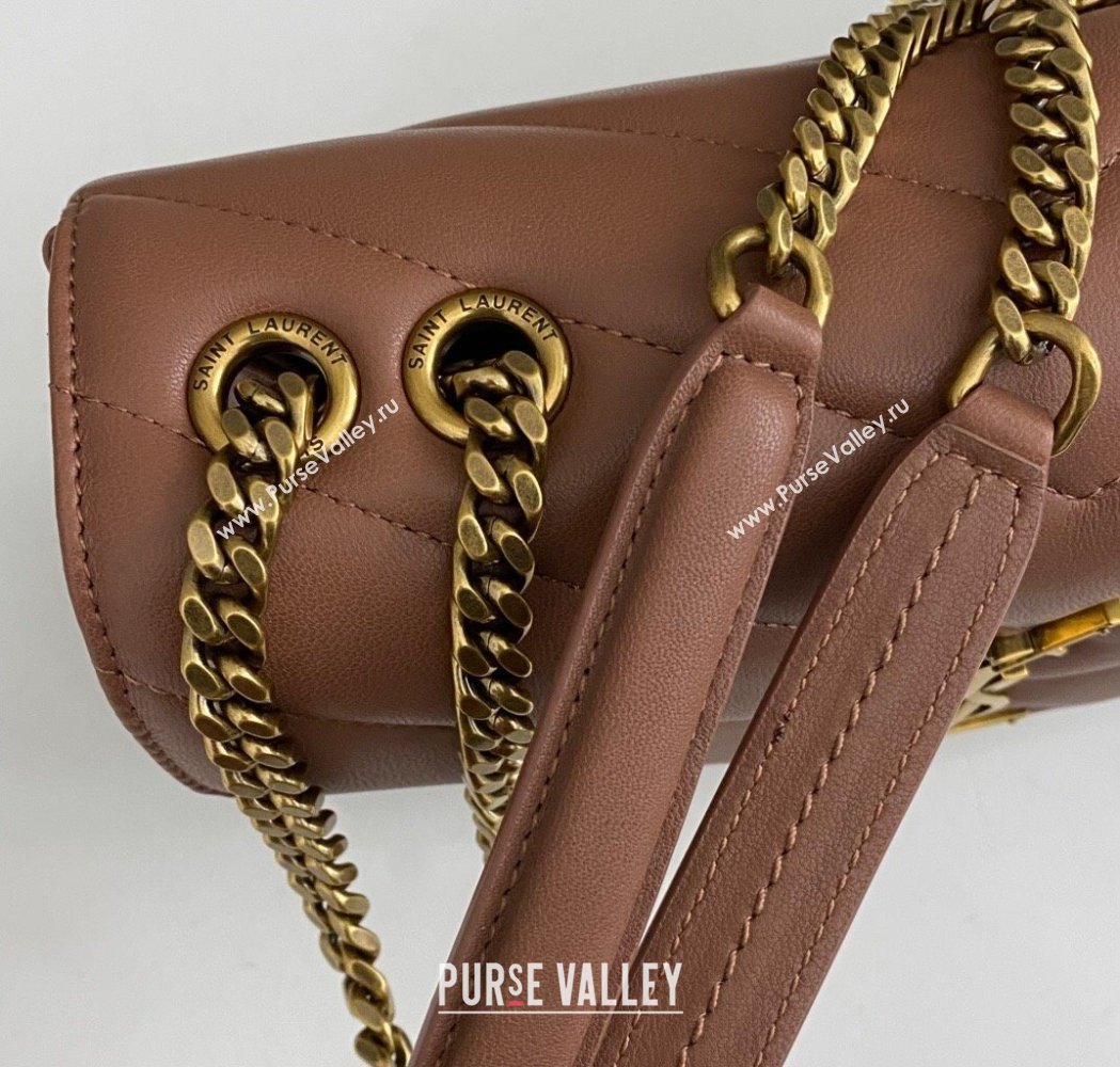 Saint Laurent Loulou Small Bag in Matelasse Lambskin Brown 2025 801437 (nana-250206021)