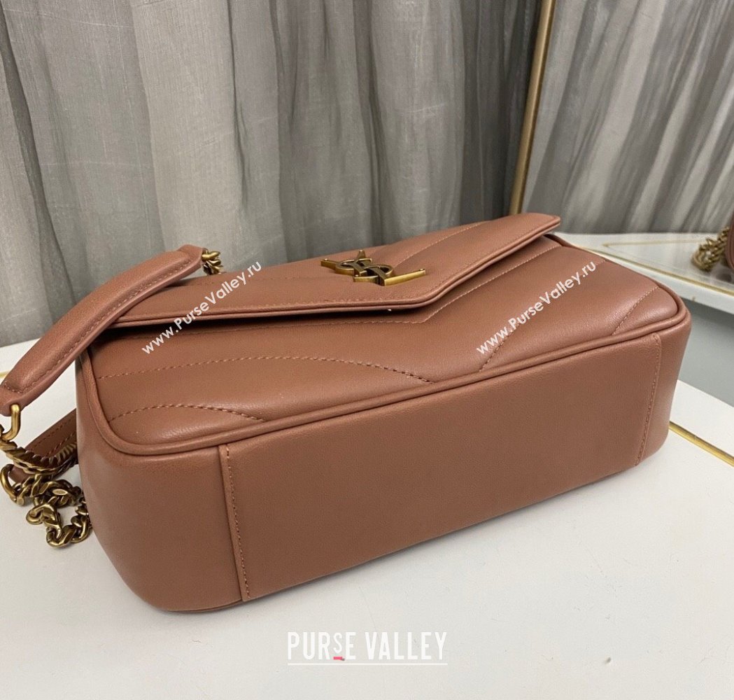 Saint Laurent Loulou Small Bag in Matelasse Lambskin Brown 2025 801437 (nana-250206021)