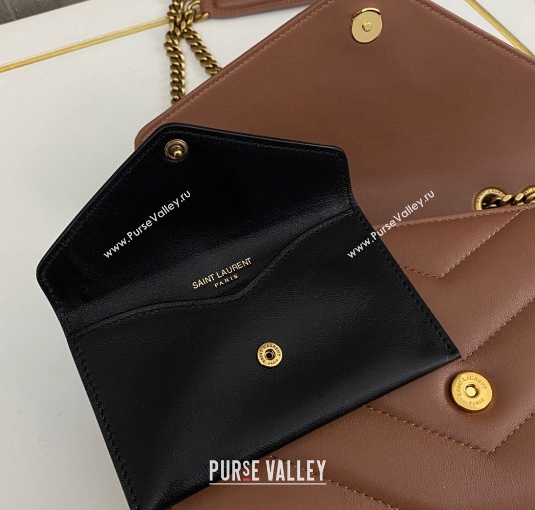 Saint Laurent Loulou Small Bag in Matelasse Lambskin Brown 2025 801437 (nana-250206021)