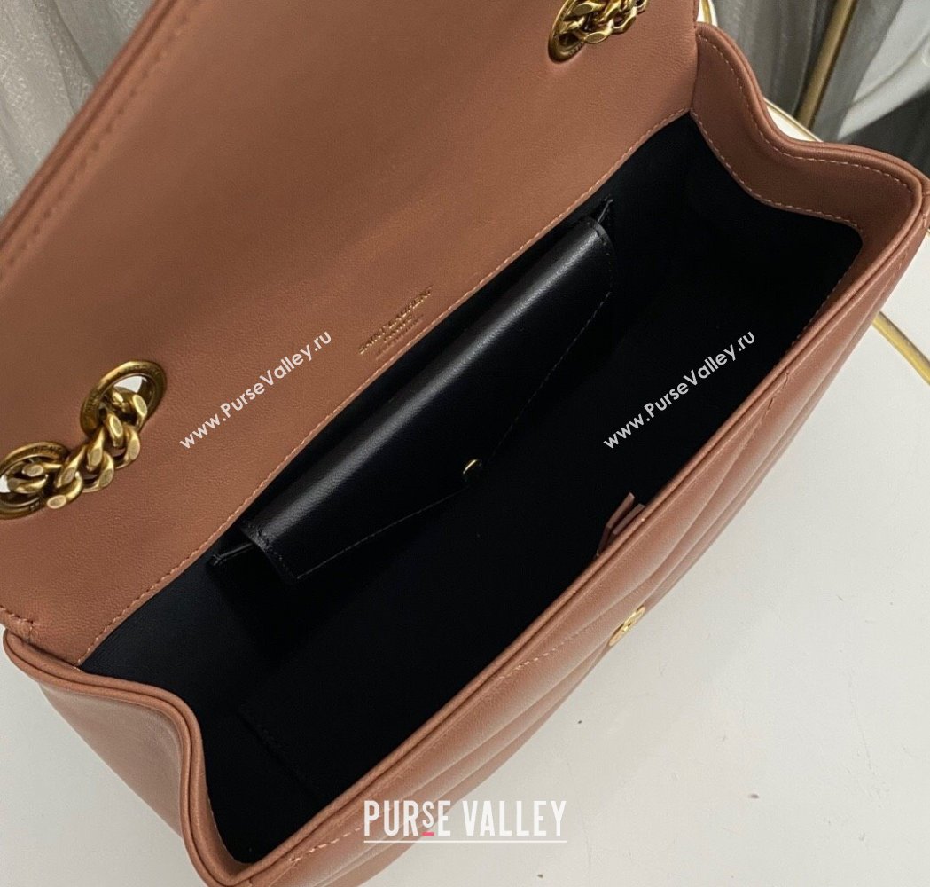 Saint Laurent Loulou Small Bag in Matelasse Lambskin Brown 2025 801437 (nana-250206021)