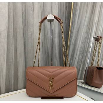 Saint Laurent Loulou Medium Bag in Matelasse Lambskin Brown 2025 801439 (nana-250206013)