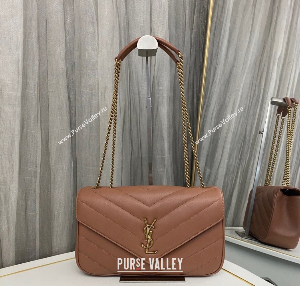 Saint Laurent Loulou Medium Bag in Matelasse Lambskin Brown 2025 801439 (nana-250206013)