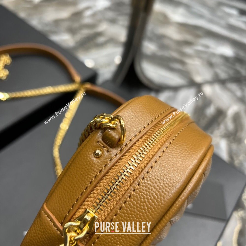 Saint Laurent Lou Mini Camera Bag with Tassel in Matelasse Grained Leather 585040 Brown 2025 (YY-250206042)