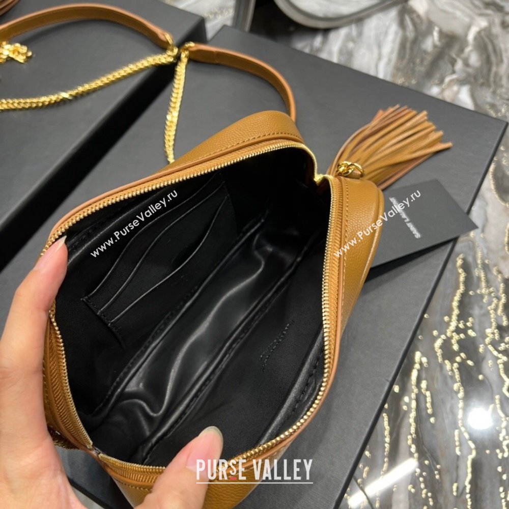 Saint Laurent Lou Mini Camera Bag with Tassel in Matelasse Grained Leather 585040 Brown 2025 (YY-250206042)