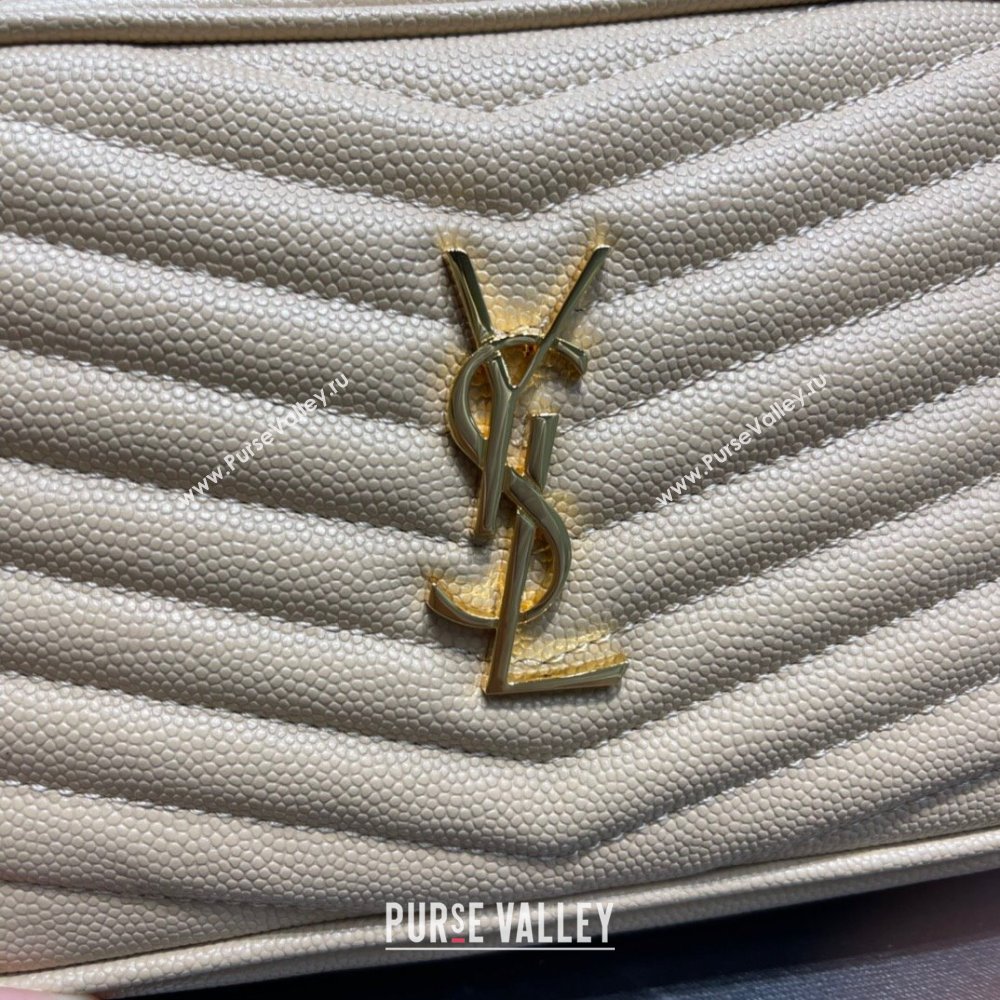 Saint Laurent Lou Mini Camera Bag with Tassel in Matelasse Grained Leather 585040 Apricot 2025 (YY-250206043)