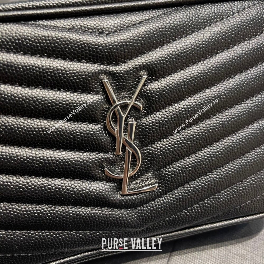 Saint Laurent Lou Mini Camera Bag with Tassel in Matelasse Grained Leather 585040 Black/Silver 2025 (YY-250206038)