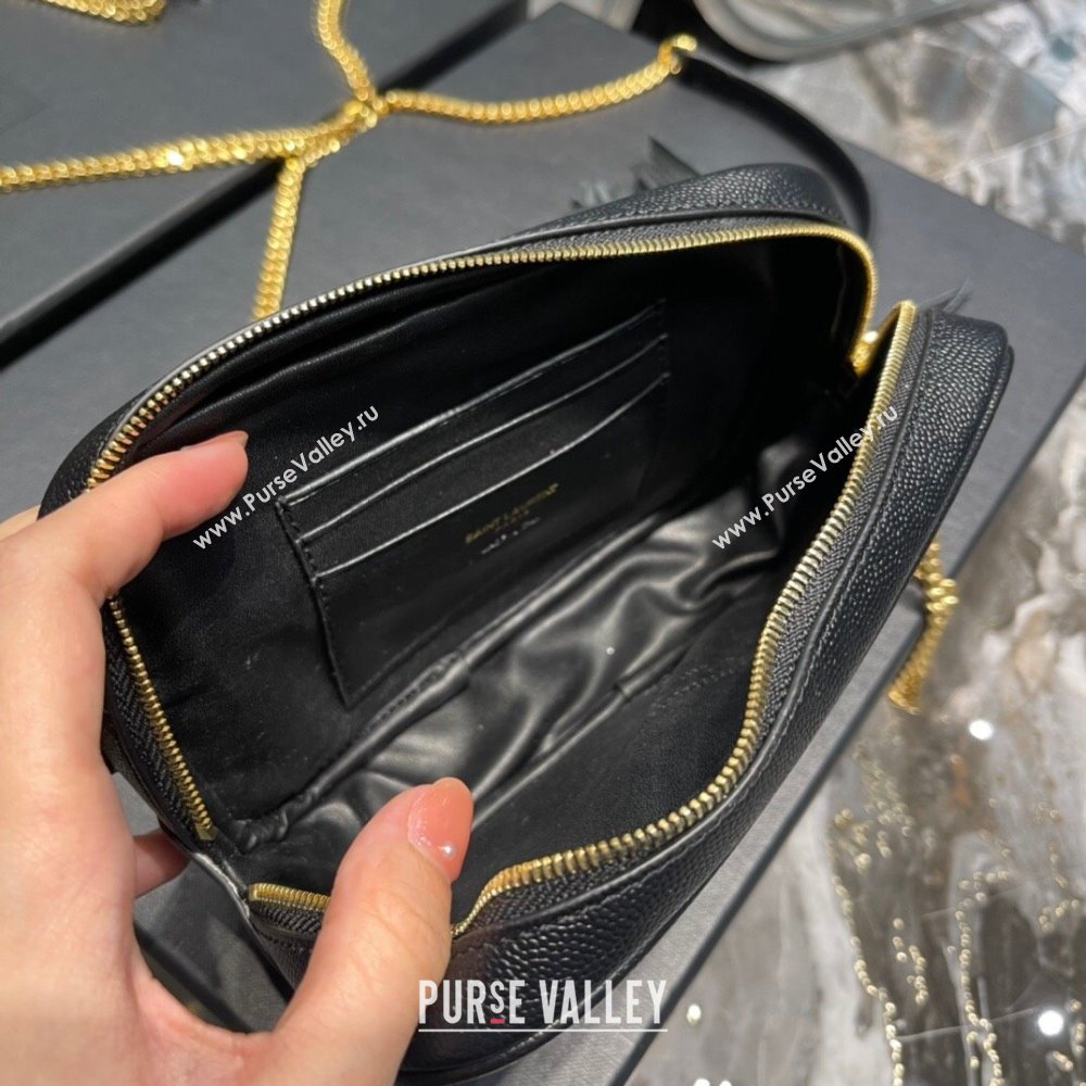 Saint Laurent Lou Mini Camera Bag with Tassel in Matelasse Grained Leather 585040 Black/Gold 2025 (YY-250206039)