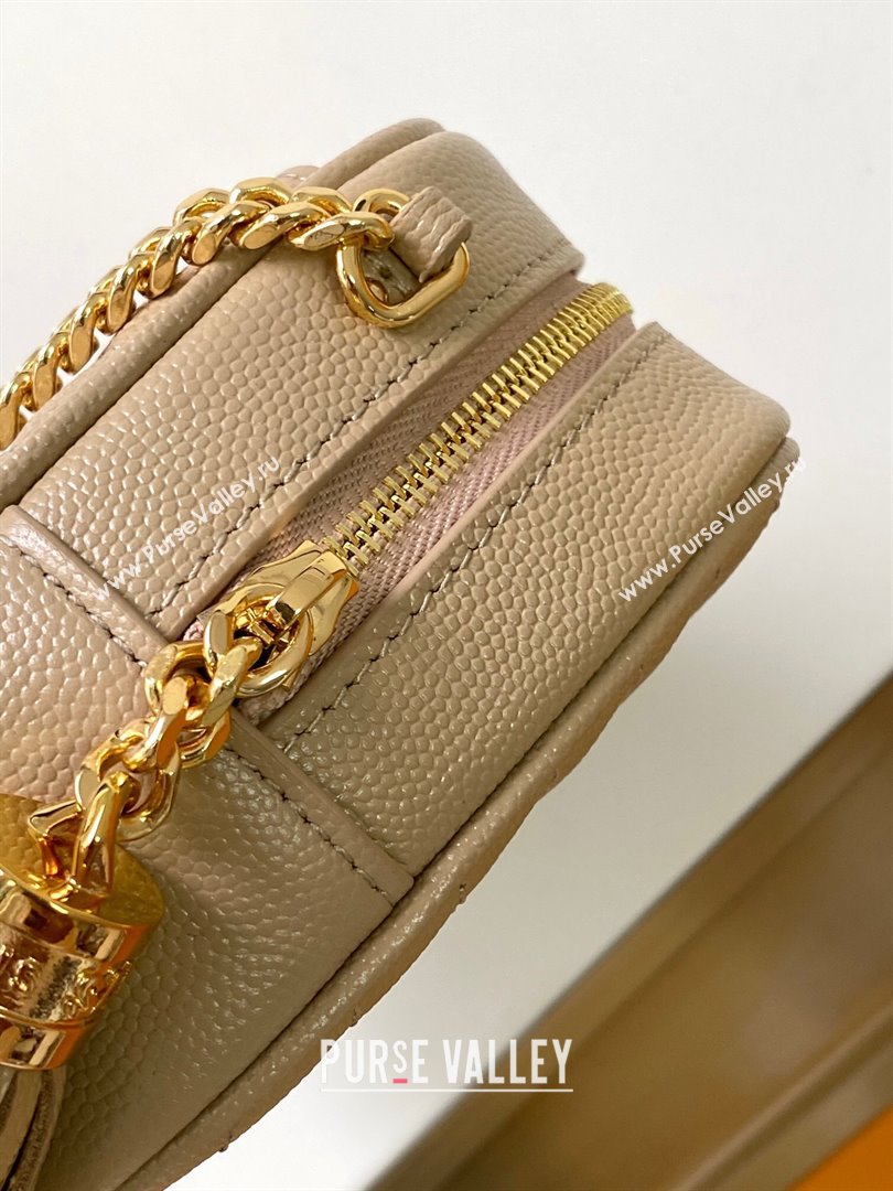 Saint Laurent Lou Mini Camera Bag with Tassel in Matelasse Grained Leather 585040 Beige 2025 (YY-250206040)