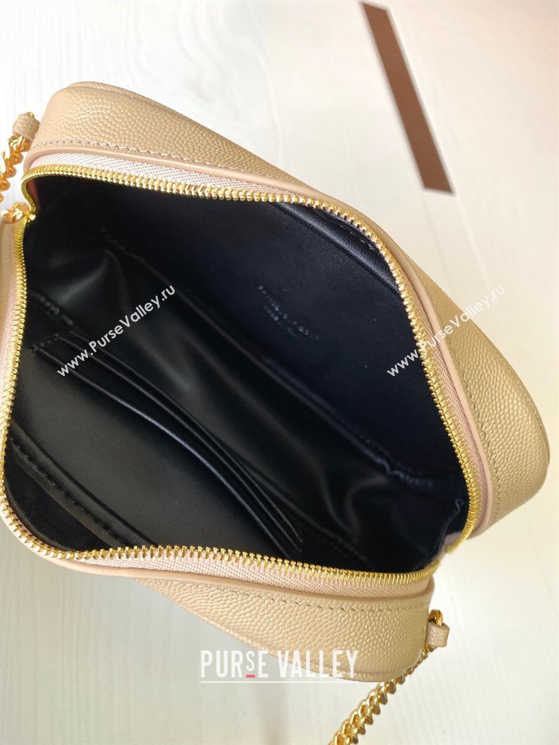 Saint Laurent Lou Mini Camera Bag with Tassel in Matelasse Grained Leather 585040 Beige 2025 (YY-250206040)