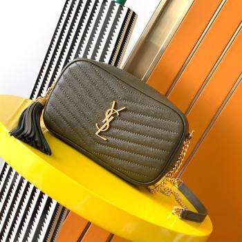Saint Laurent Lou Mini Camera Bag with Tassel in Matelasse Grained Leather 585040 Green 2025 (YY-250206041)