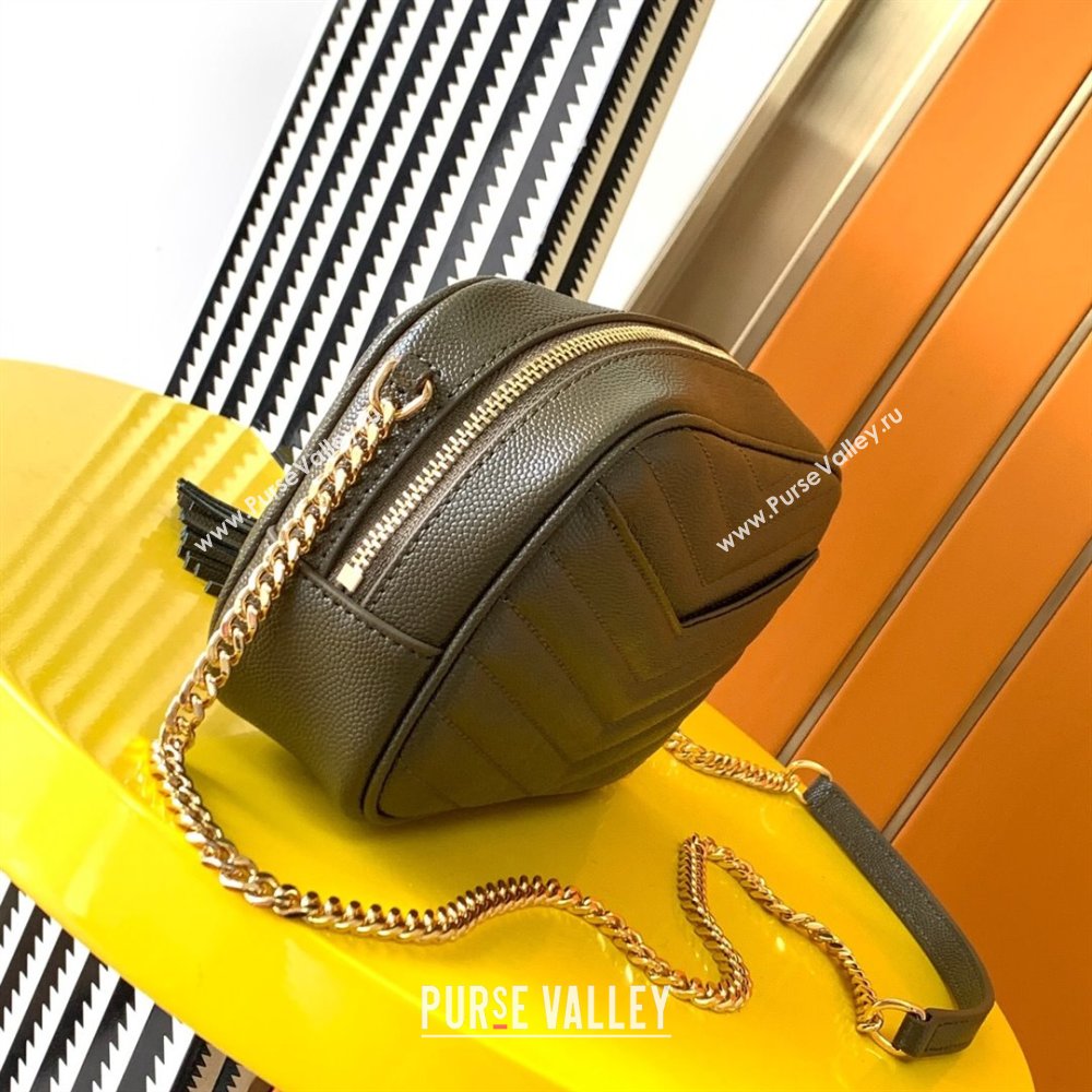 Saint Laurent Lou Mini Camera Bag with Tassel in Matelasse Grained Leather 585040 Green 2025 (YY-250206041)