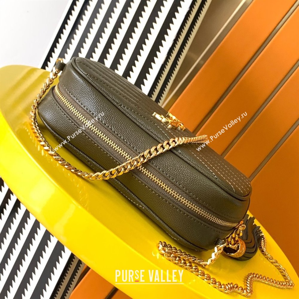 Saint Laurent Lou Mini Camera Bag with Tassel in Matelasse Grained Leather 585040 Green 2025 (YY-250206041)