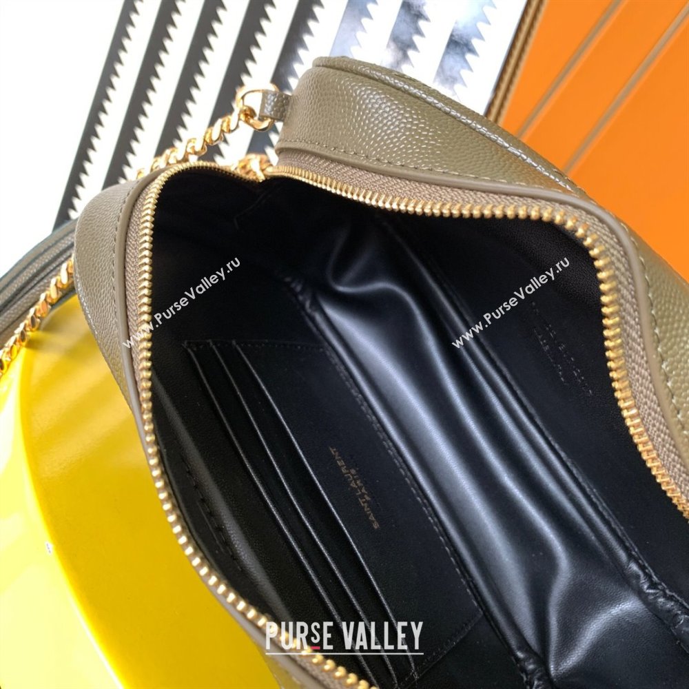 Saint Laurent Lou Mini Camera Bag with Tassel in Matelasse Grained Leather 585040 Green 2025 (YY-250206041)