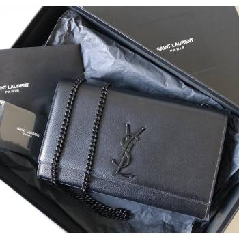 Saint Laurent Kate Medium Chain Bag in Grained Leather 364021 All Black 2025 (YY-250801114)